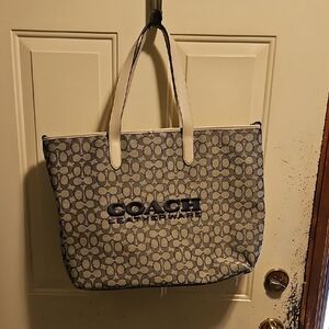 Coach Tote in Black and Cream Signature Design